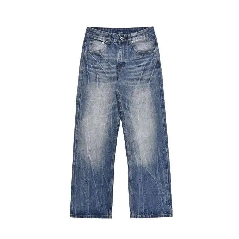 Lightning Pattern Wide Leg Denim Pants