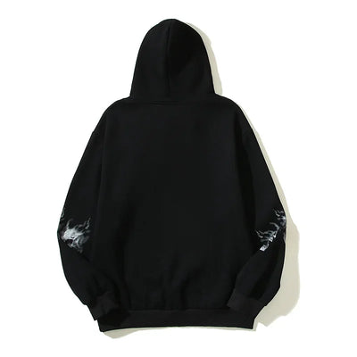 Sudadera con capucha estampada de vellón con cabeza de esqueleto Revenge
