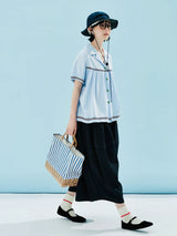 Soft Girl Picnic Blue Shirt