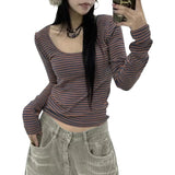 Striped U-Neck T-Shirt