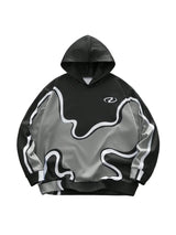 Sudadera con capucha abstracta con estampado de ondas Y2K