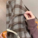 Pantalones anchos de lana a cuadros