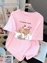 Camiseta de mujer con gato perezoso y soñoliento