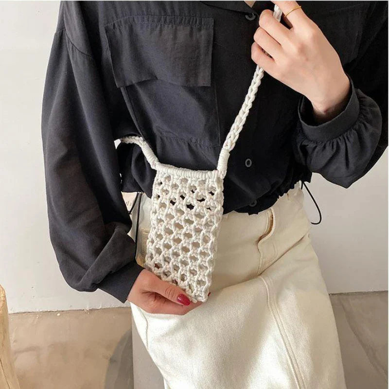Handmade Crochet Small Cross Phone Bag