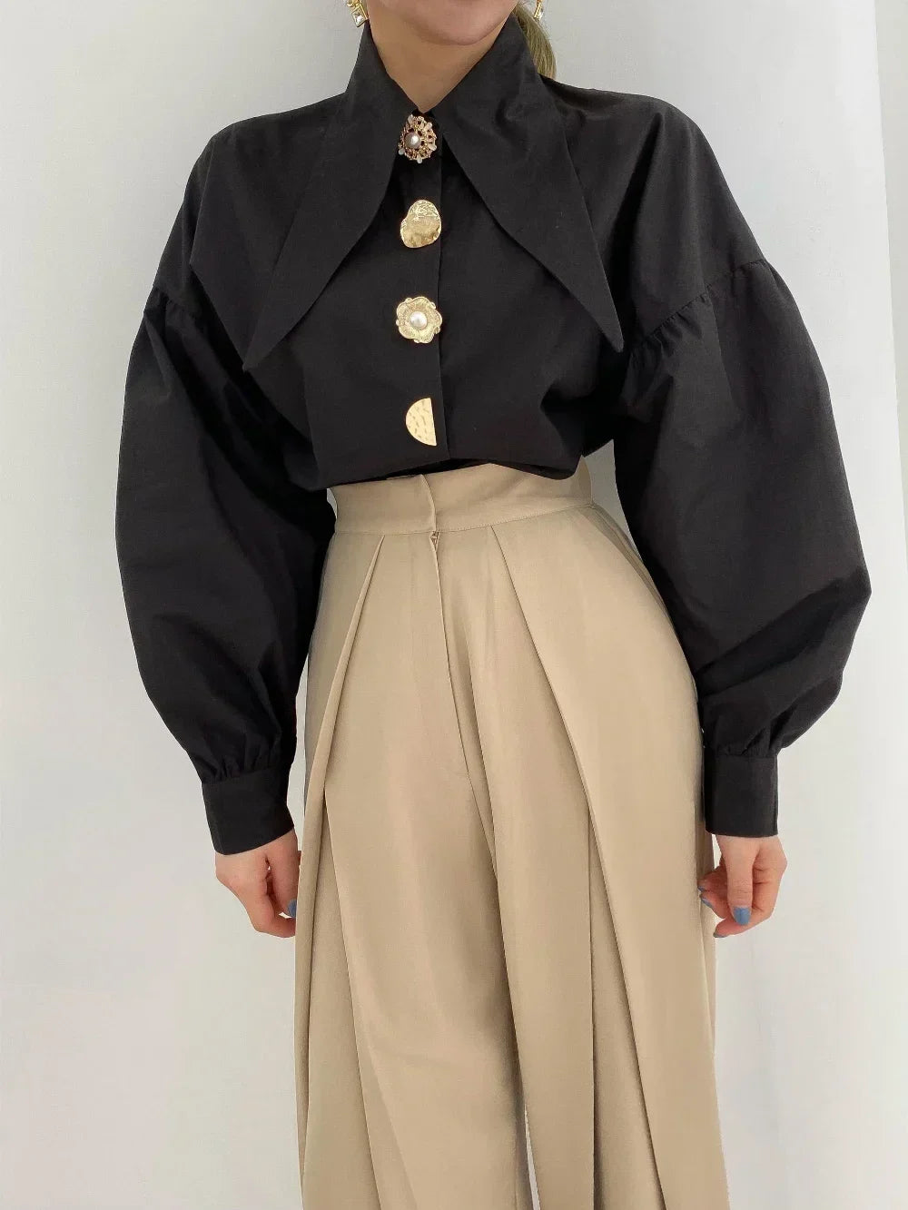 Corporate Girl Gold Buttons Women's Shirt