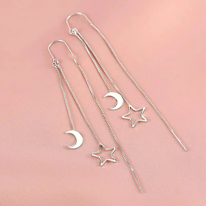 Vintage Silver Star Moon Earrings