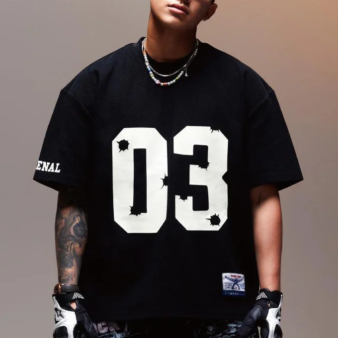 American Sports Patchwork Casual T-Shirt