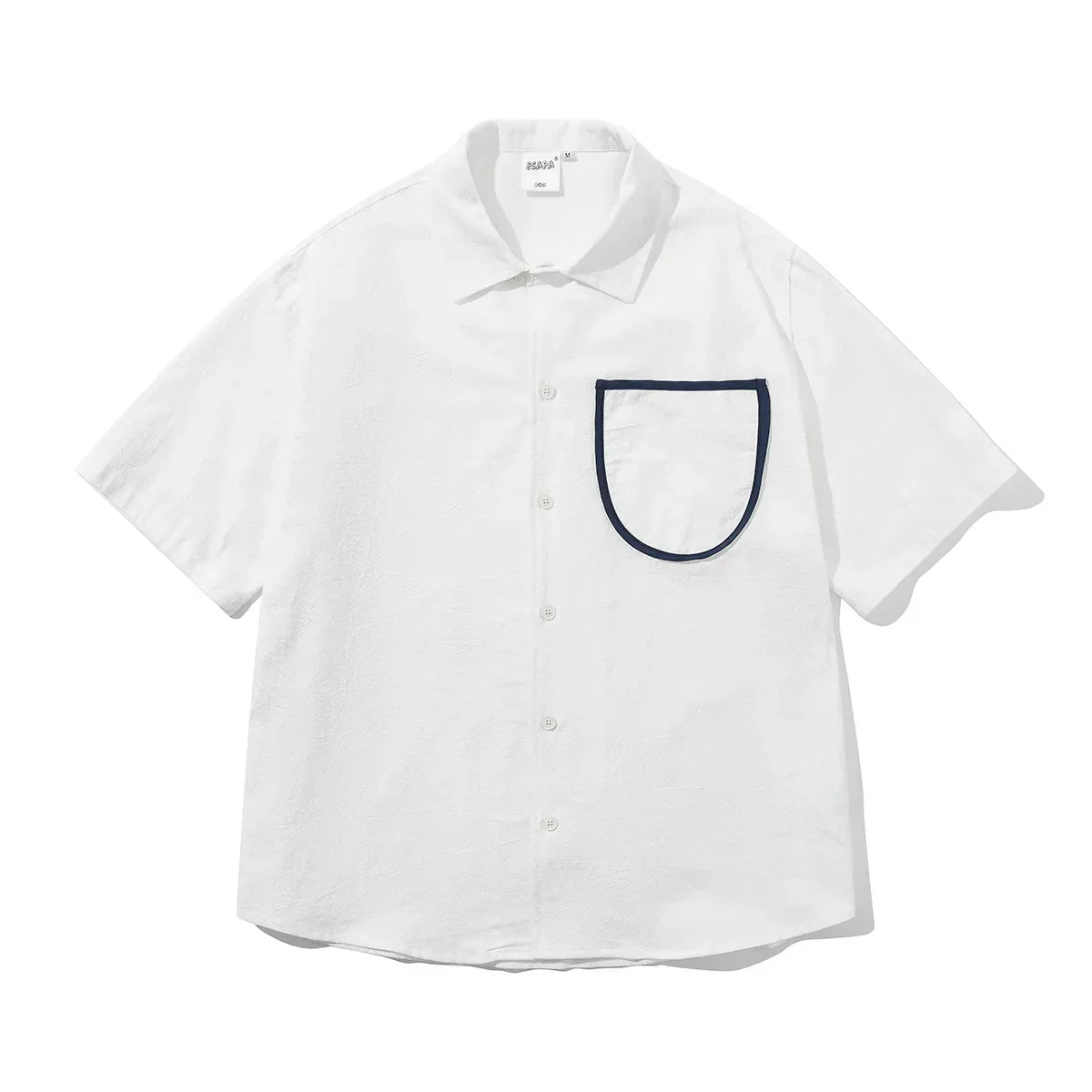Camisa de algodón de manga corta con bolsillo delantero suelto