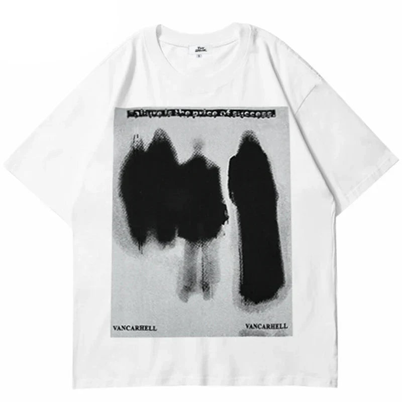 Shadow Printed Dark Style Washed Black T-Shirt