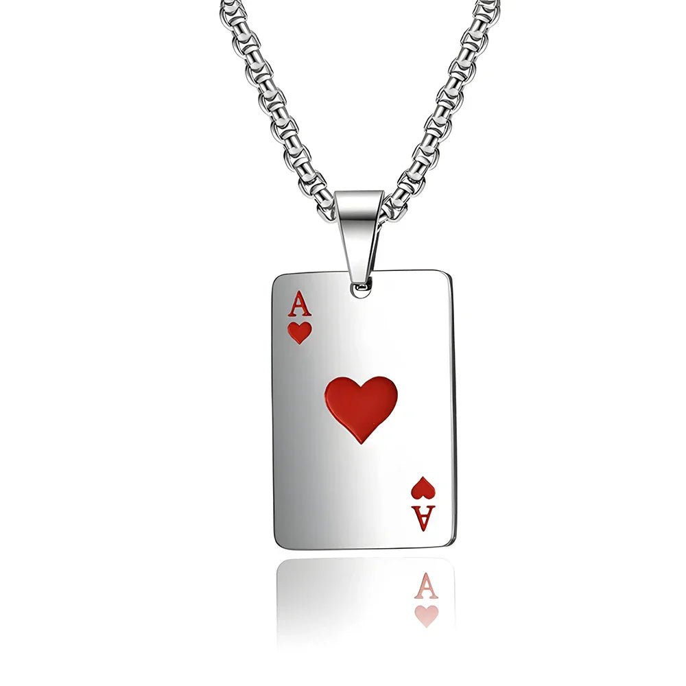 Stainless Steel Poker Card Necklaces