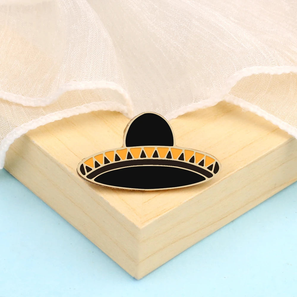 Creative Music Guitar Mexican Hat Brooches