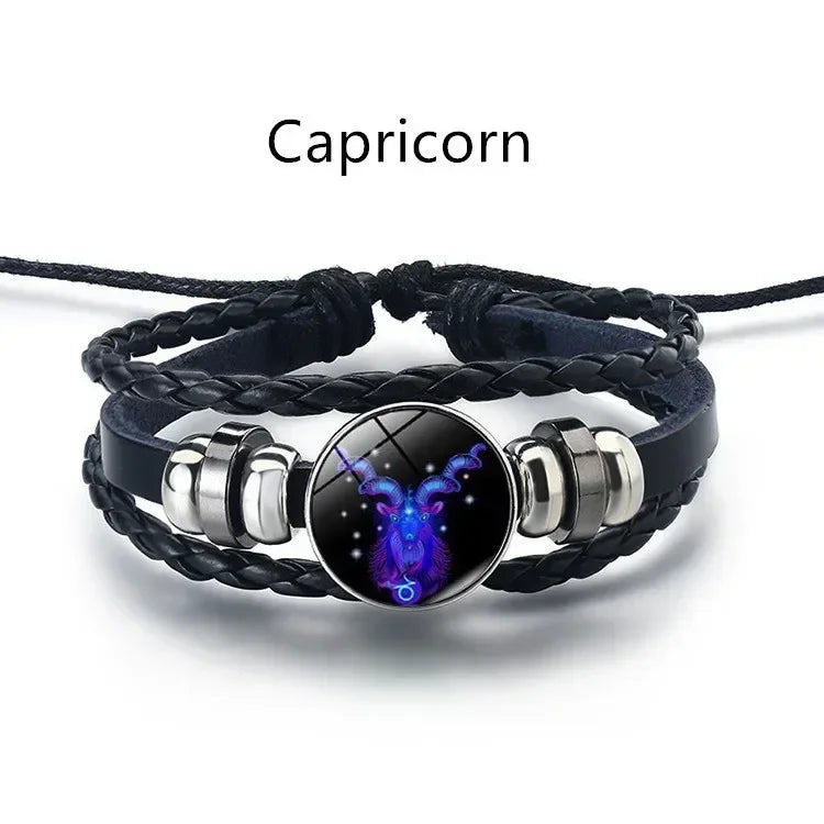 Adjustable Leather Zodiac Signs Bracelet