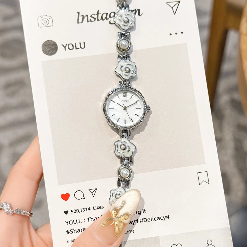 Luxury Exquisite Flower Chain Strap Watch