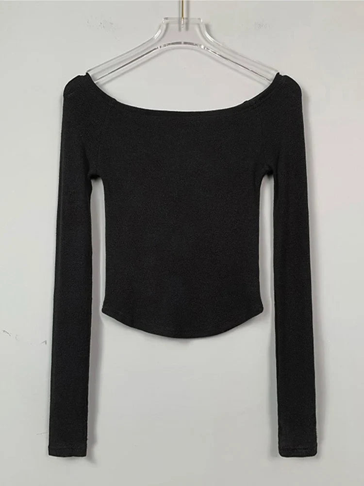 Sleek Long Sleeve Cotton Cropped Top