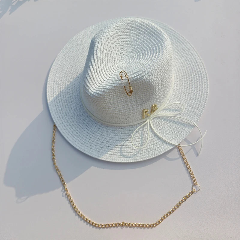 Summer Straw Fedora Hat