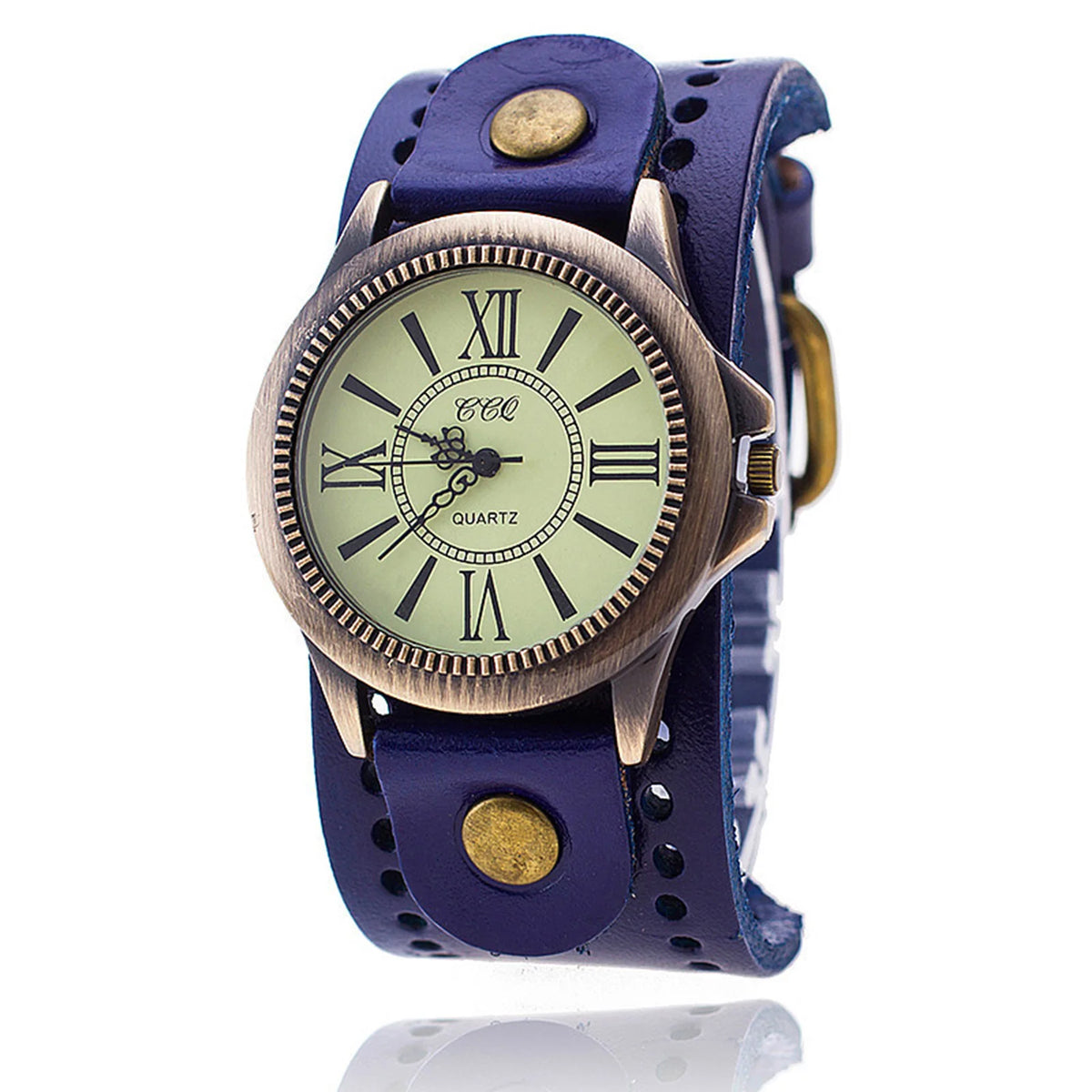 Vintage Wide Leather Strap Watch