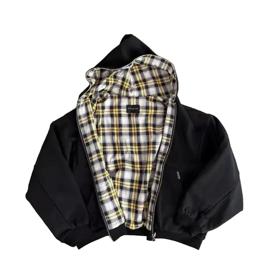 Reversible Plaid Double-sided Hoodie