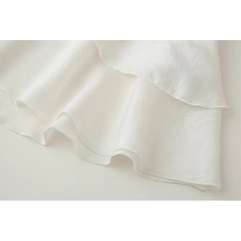White Ruffle Cropped Blouse