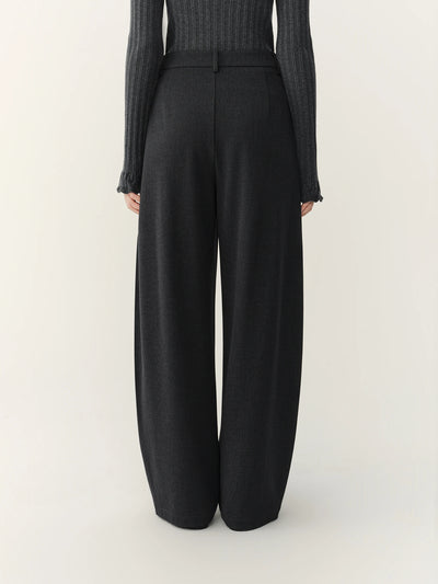 Pleated Elegant Black High Waist Pants