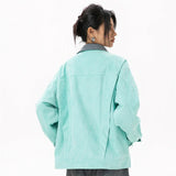 Hellgrüne bestickte College-Jacke