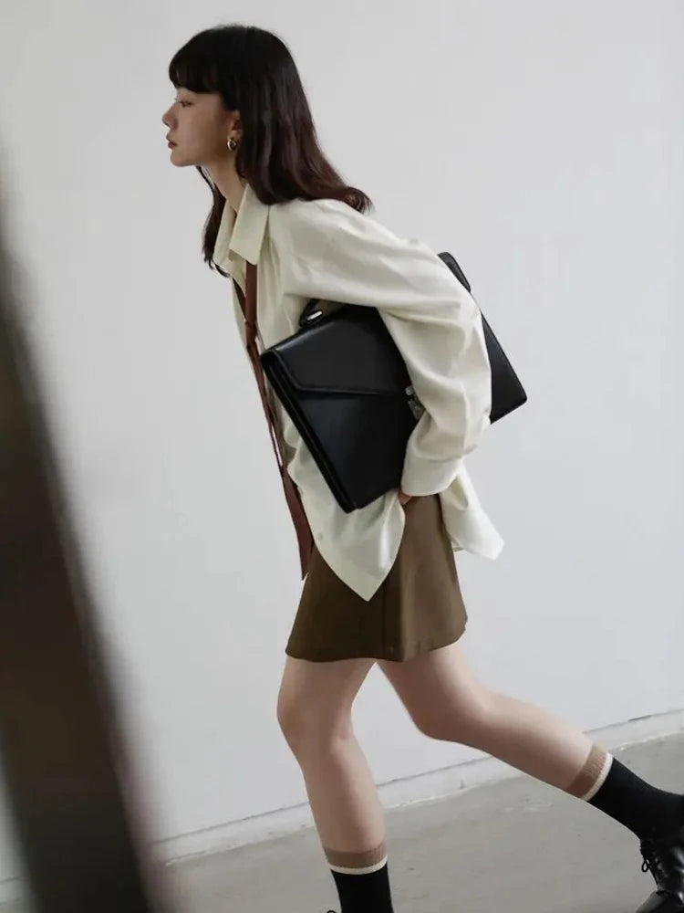 Autumn White Korean Style Shirt