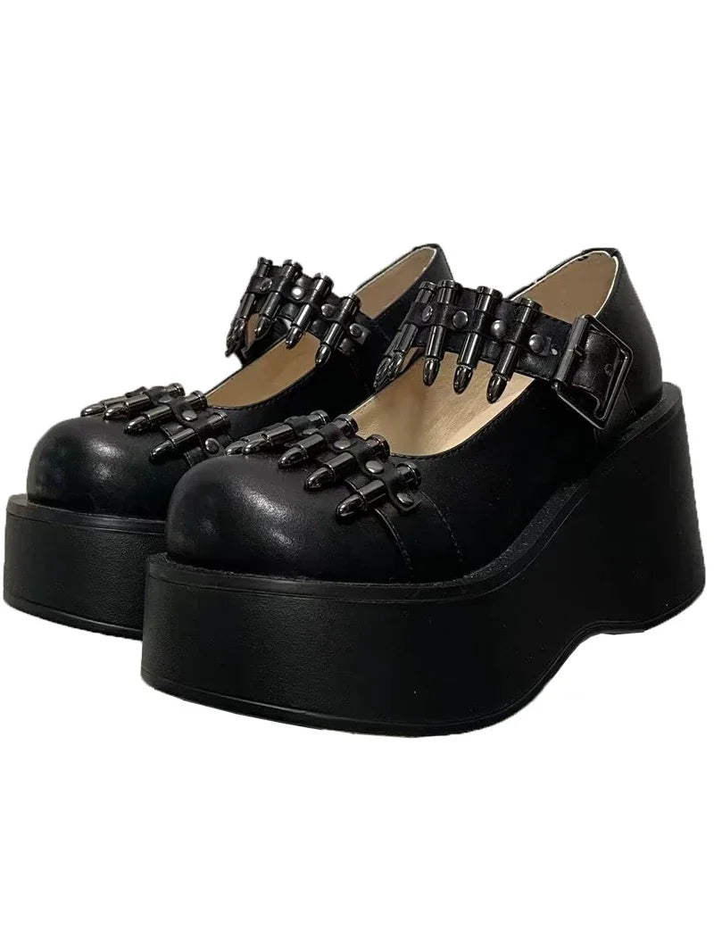 Nieten Schnalle Punk Party Plateau Schuhe