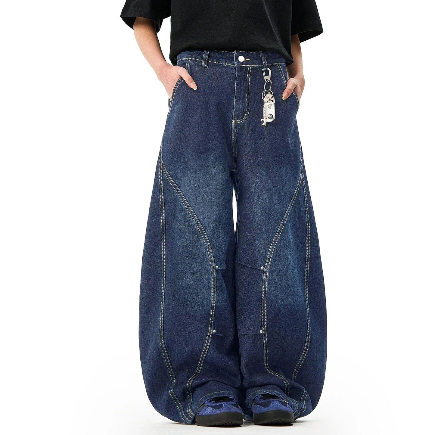 Retro Baggy Pleated Wide Leg Jeans