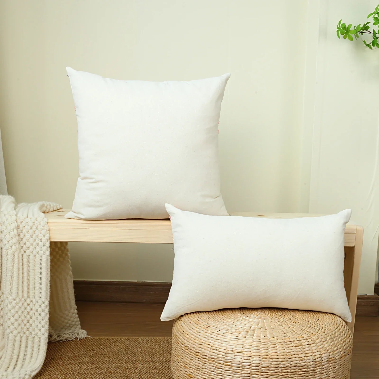 1pc, Vibrant Canvas Flower Embroidery Pillow Cover for Home Decor and Comfortable Sleeping