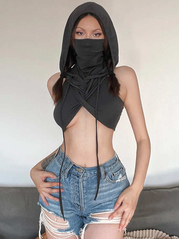 Hooded Solid Slim Sexy Tanks Top