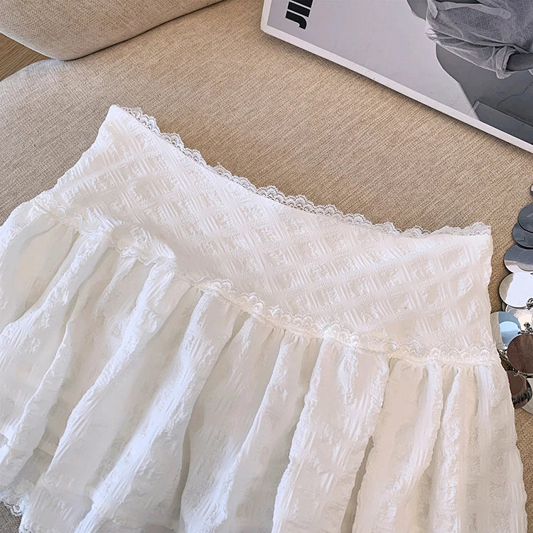 Ruffled Lace Trim Low Rise T-Shirt