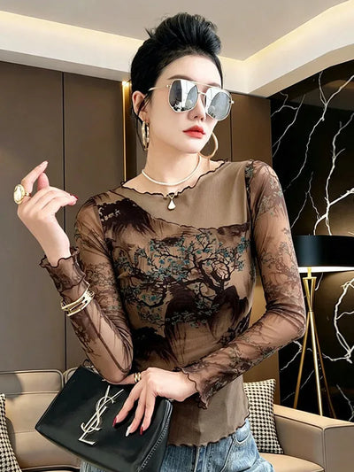 Fairy Grunge Mesh Sheer Top