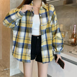 Oversized-Tartan-Jacken-T-Shirt mit Kragen