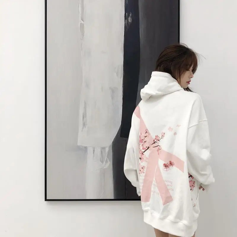 Cherry Blossom Print Oversized Hoodie