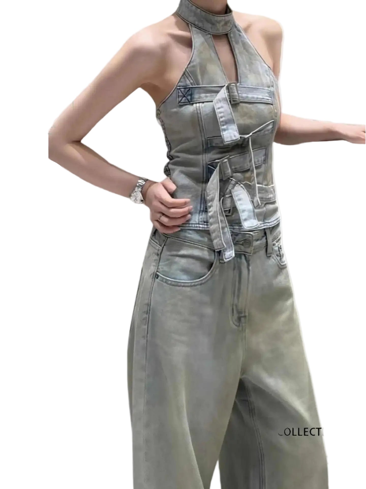Women Japanese Jeans Y2k Cyber Punk Top