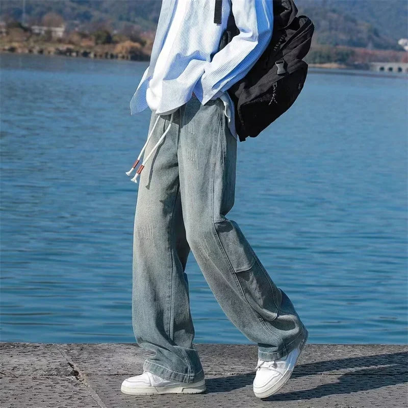 Straight Leg Soft Boy Solid Color Jeans