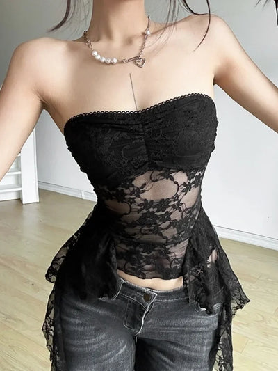 Floral Lace Sexy Corset Strapless Top