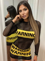 Baddie Warning Fishnet Mini Dress