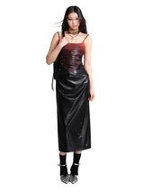 Cyberpunk Faux Leather Gradient Midi Dress