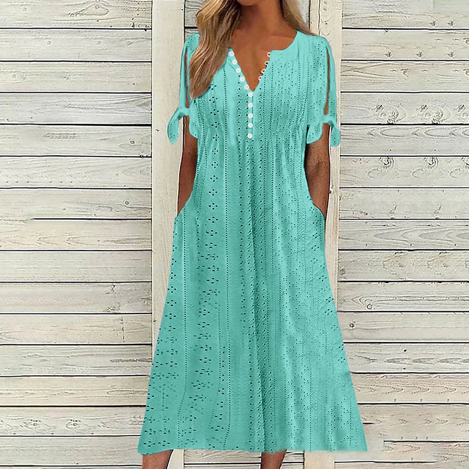 Old Money V-neck Boho White Midi Dress
