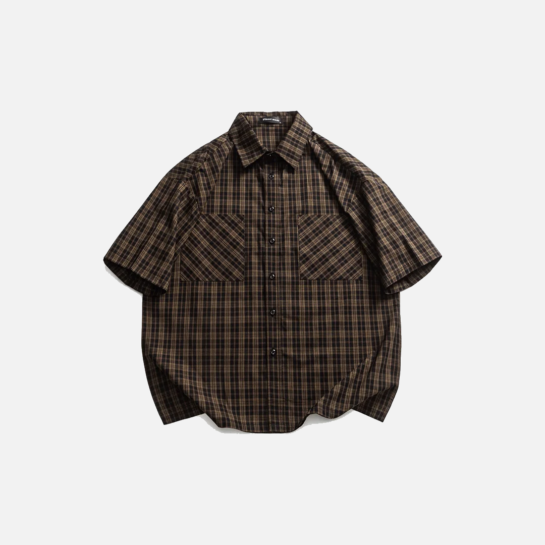 Camisa informal suelta de algodón puro a cuadros