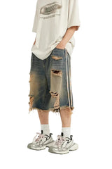 Trendy Ripped Patchwork Distressed Denim Jorts