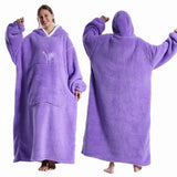 Extra Long Wearable Flannel Hooded Blanket