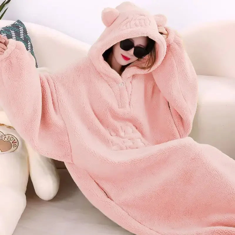 Sudadera con capucha y manta de forro polar suave