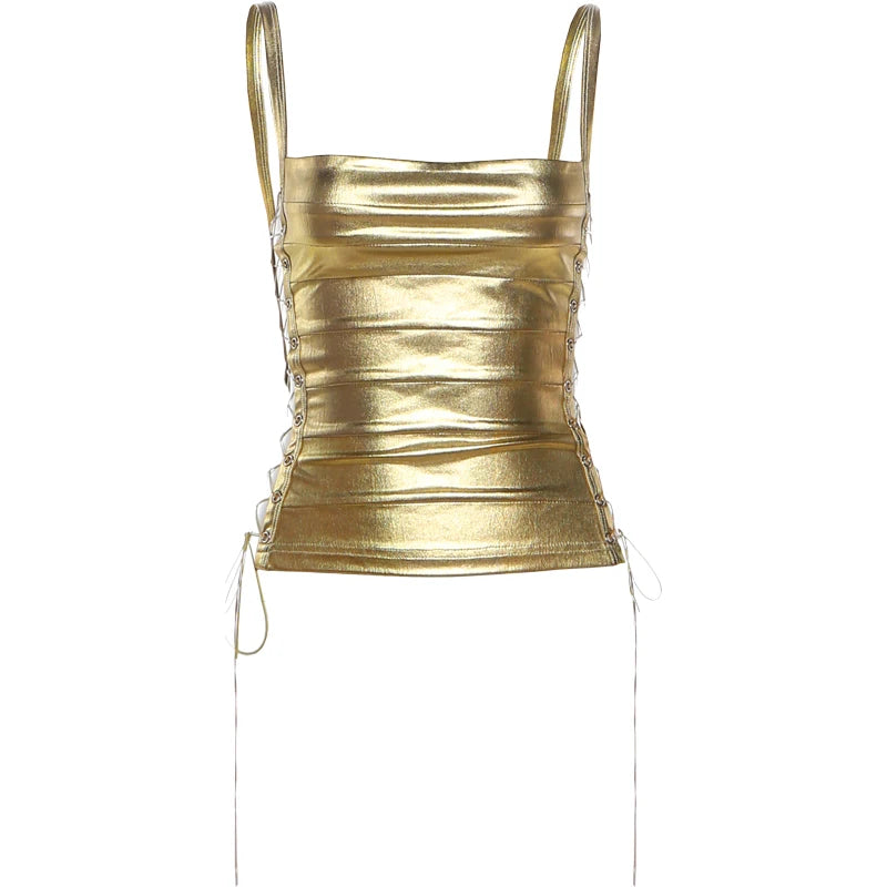 Y2K Reflective City Lights Top