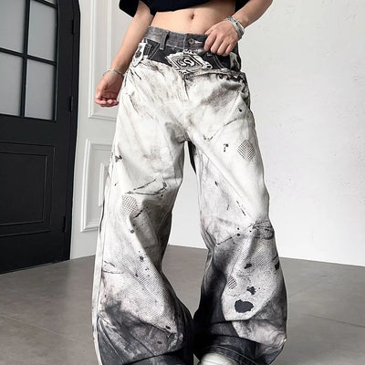 Cyberpunk Gradient Wide Leg Jeans