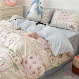Pink Plaid Bowknot Bedding Set