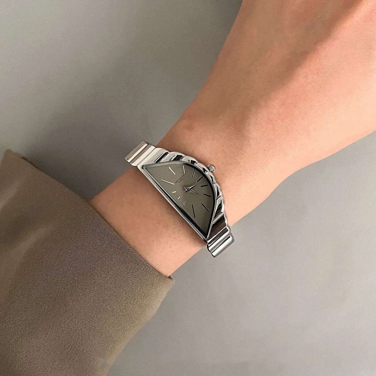 Half-Moon Dial Stainles Steel Quartz Watch