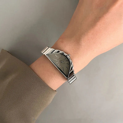 Half-Moon Dial Stainles Steel Quartz Watch