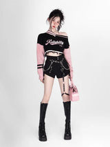 Off Shoulder Patchwork Sweater