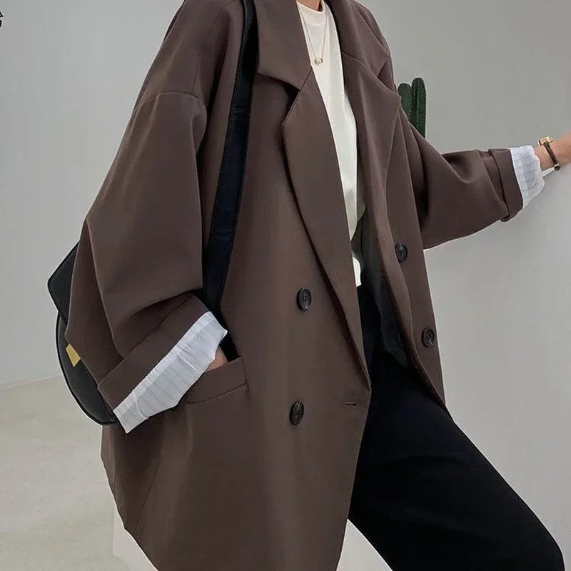 Vintage Loose Women Solid Blazer